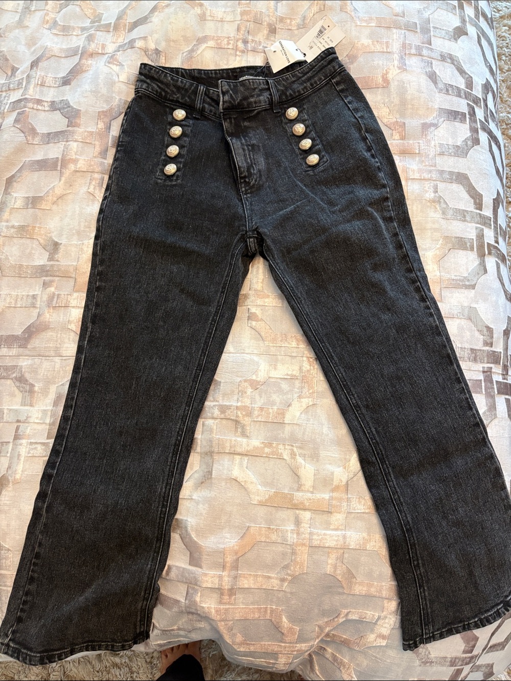 Generation Love Black Women's High-Waist Button-Accent Jeans